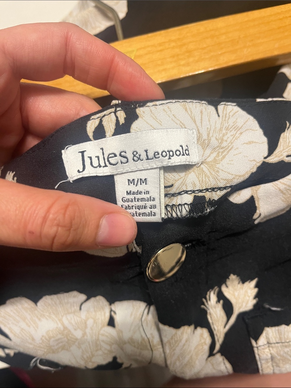 Jules & Leopold Black Wide-Leg Pants with Cream Floral Print sz M - Picture 5 of 5